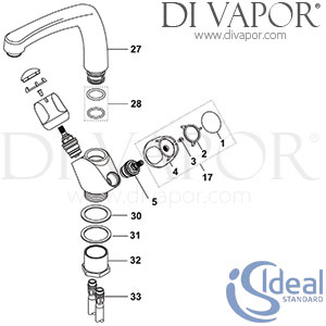 Ideal Standard Sandringham Sink Mixer Rim Mounted Mono Kitchen Tap Spare Parts - IDL DV 274